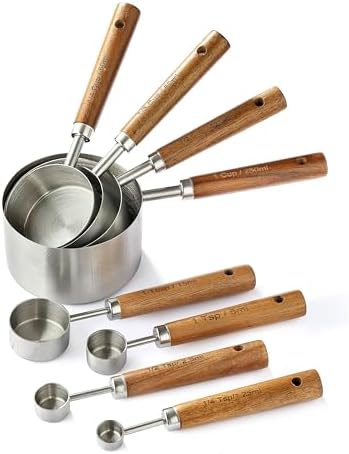 Stainless Steel Metal Measuring Cups and Spoons Set, 8 Pack by Unknown