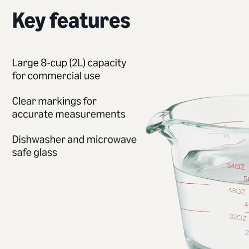 Amazon Basics Large Size Glass Measuring Cup, 8 Cup, Easy-to-Read Markings - Image 2
