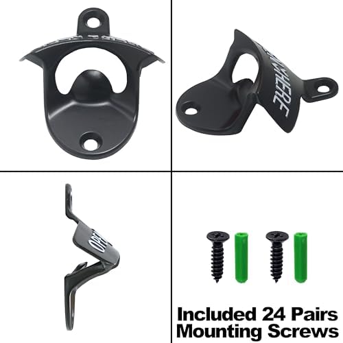 24 PCS Black Beer Bottle Cap Opener Wall Mounted Stainless Bulk - Image 4
