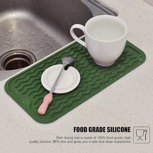 Silicone Dish Drying Mat, Non-Slip Easy Clean Sink Mat, Dark Green - Image 5