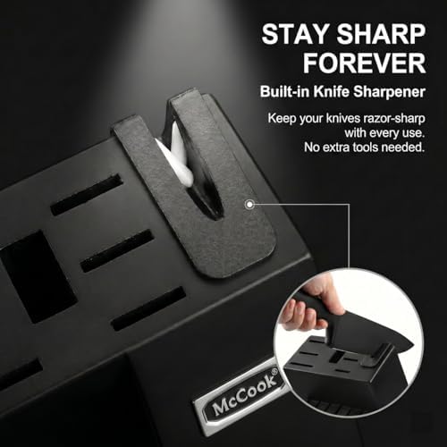 McCook® Premium Black Knife Sets, German Stainless Steel Kitchen Knives Block - Image 3