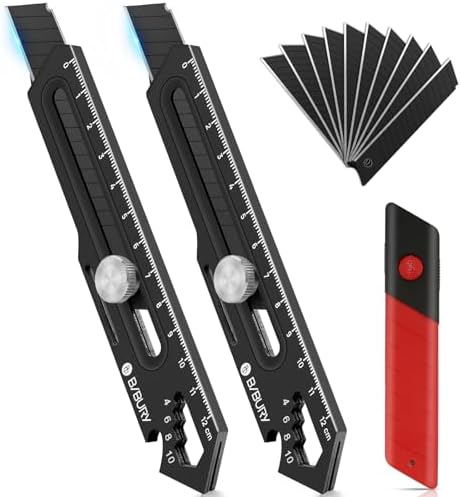 BIBURY 2 Pcs 18mm Retractable Utility Knife, Stainless Steel Box Cutter by BIBURY