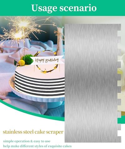 3 Pcs Metal Cake Scraper Smoother Cake Decorating Supplies Kit, 8.6 Inch - Image 5