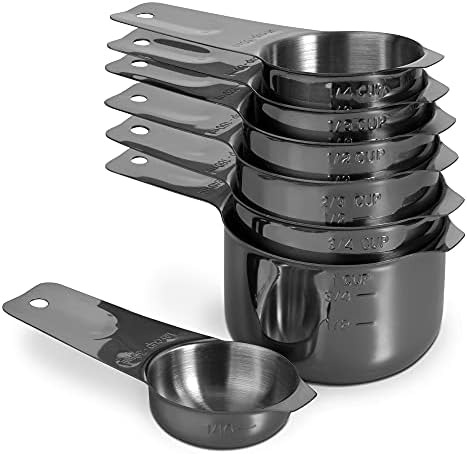 7-Piece 18/8 Stainless Steel Measuring Cups Set, Dark Gray - Image 4