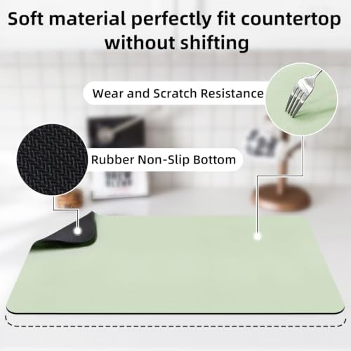 LOPNUR Large Dish Drying Mat for Kitchen Counter, Sage Green - Image 4