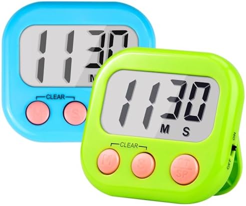 Timer for Kids Digital Kitchen Timers for Cooking- 2 Pack Blue Green by AOUCE
