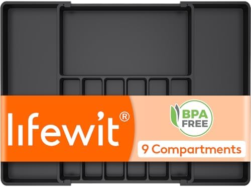 Lifewit Extra Large Silverware Drawer Organizer, Expandable Utensil Tray by Lifewit