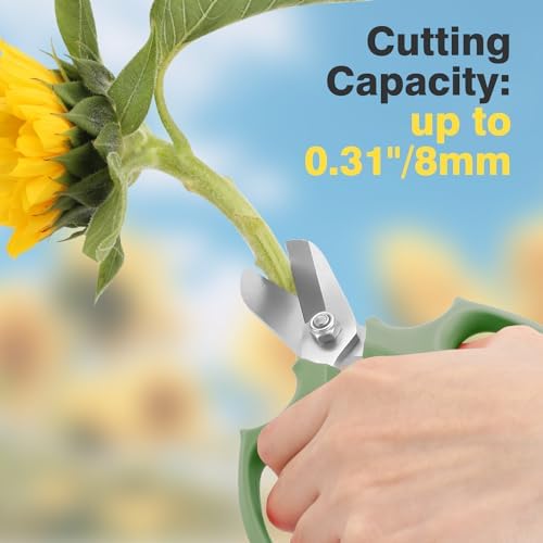 Housolution Flower Scissors, Steel Garden Pruning Shears, Avocado Green - Image 2