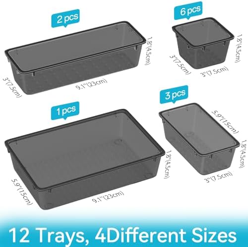 12 PCS Drawer Organizer Set, Makeup Organizers, Tool Storage Trays - Image 2