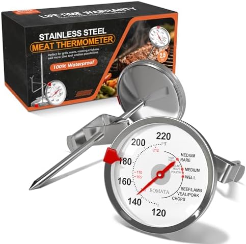 BOMATA 2 Pack Meat Thermometer Oven Safe, Leave in Probe Food Thermometer by BOMATA