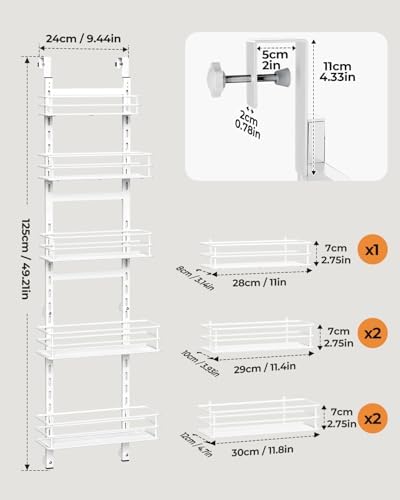 5-Tier Narrow Pantry Door Organizer, Over the Door Pantry Organizer - Image 2