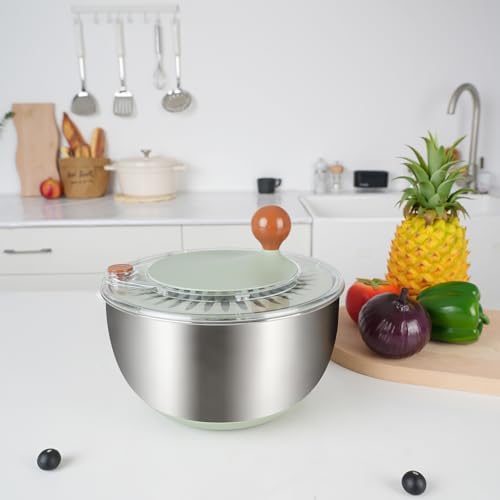 Stainless Steel Salad Spinner, 5.3 Qt Lettuce Spinner - Image 2