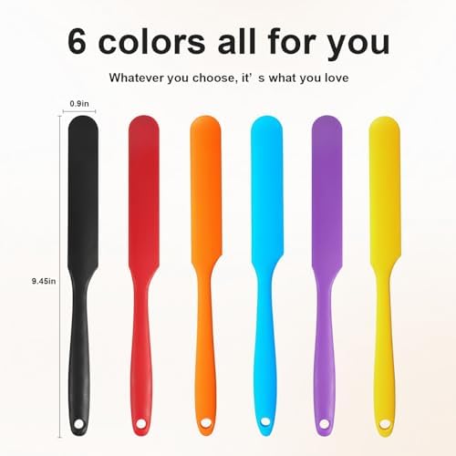 6 Pcs Silicone Jar Spatula Set, Long Handle Heat Resistant Skinny Spatulas - Image 4