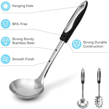 2 PCS Stainless Steel Soup Ladle and Spaghetti Spoon - Image 5
