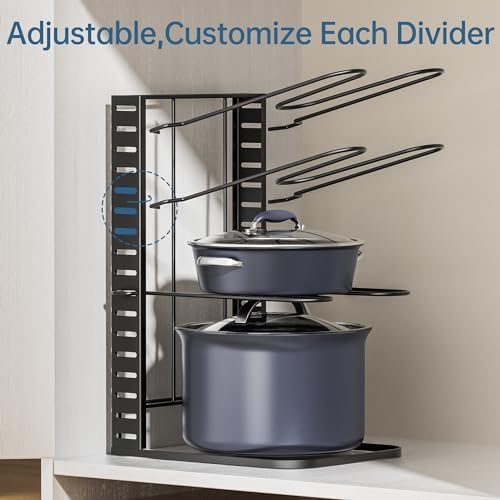 ORDORA Pots and Pans Organizer Under Cabinet 14.6", 8-Tier Adjustable Rack - Image 5