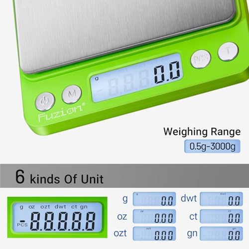 Fuzion Small Gram Scale 3000g, Digital Kitchen Food Scale, Gram and Ounce - Image 2