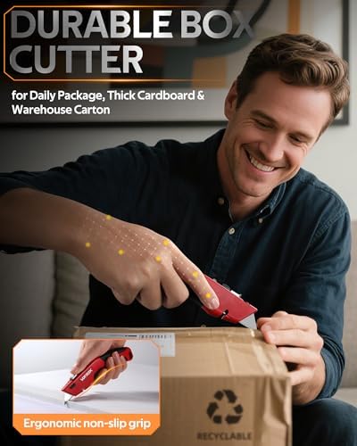 VOTREK® 2-Pack Box Cutter Utility Knife, Retractable Box Cutter, Heavy Duty - Image 5