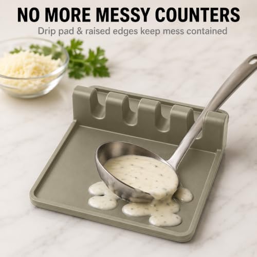 2 Pack Sage Silicone Spoon Rest - Image 3