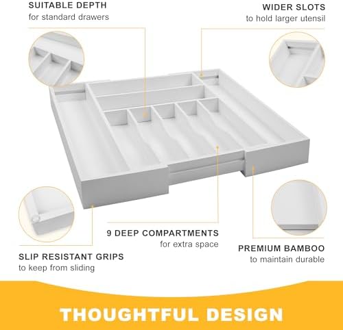 Large Premium Bamboo Silverware Organizer - Image 6