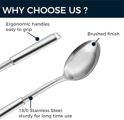 18/0 Stainless Steel Cooking Spoons Set, Serving Spoon & Slotted Spoon - Image 2