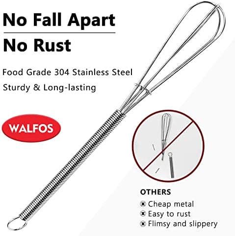 Walfos Mini Whisks Stainless Steel, Small Whisk 2 Pieces, 5in and 7in Tiny Whisk - Image 2
