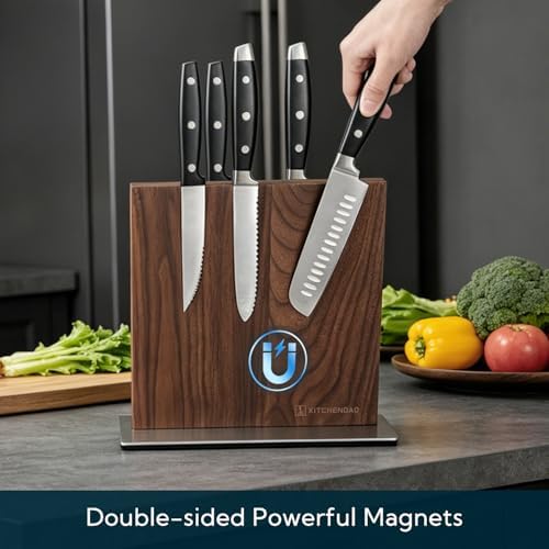 KITCHENDAO Black Walnut Magnetic Knife Block, Double-sided Magnetic Knife - Image 2