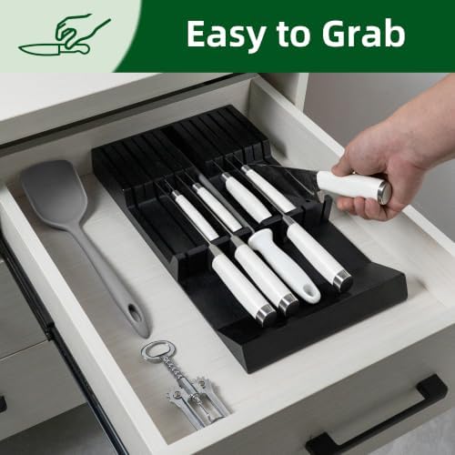 Utoplike Bamboo Knife Drawer Organizer, In-drawer Knives Block - Image 2