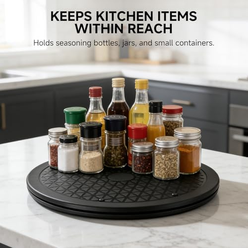 Lazy Susan Turntable 6 Pack, 12 Inch Black Plastic Organizer - Image 6