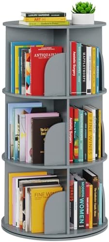 SpaceAid 3 Tier Rotating Bookshelf Tower, Spinning Bookcase Lazy Susan by SpaceAid
