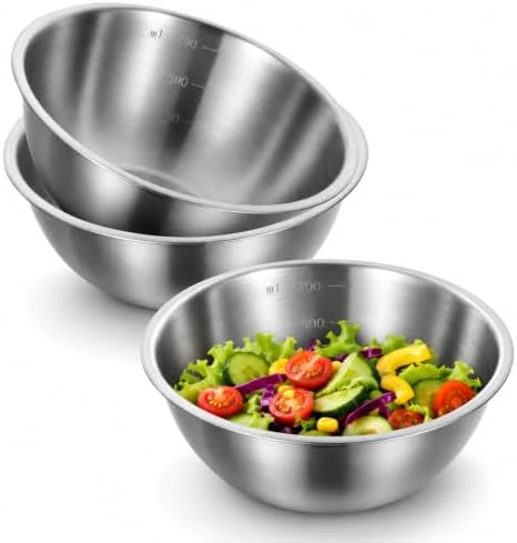 salbsever 3 Pcs Stainless Mixing Bowls, Metal Cooking Bowl by salbsever