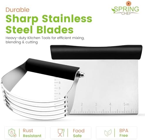 Spring Chef Stainless Steel Dough Blender & Bench Scraper Set - Image 4