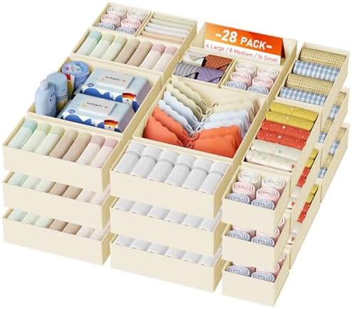 DIMJ Drawer Organizer Clothes, 28 Pack Dresser Organizer, Foldable Closet by DiMJ