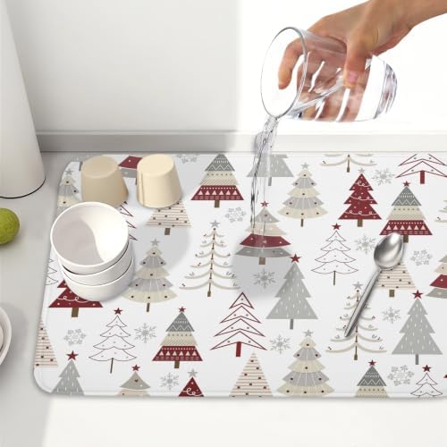 Christmas Tree Dish Drying Mat for Kitchen Counter Christmas Pine Tree Dish - Image 6