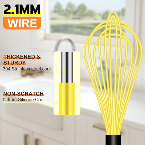 HOTEC 4 Pieces Silicone Whisks Set, Wire Balloon Whisks - Image 3