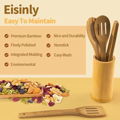Eisinly 7-Piece Wooden Cooking Spoons, Durable Carbonized Bamboo Utensil Set - Image 4