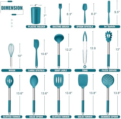 E-far 14 Pieces Silicone Cooking Utensils Set, Kitchen Utensils Set - Image 2