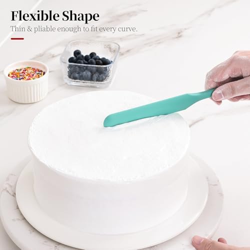 600ºF Heat Resistant Silicone Spatula Spoonula Set of 4, Aqua Sky - Image 5