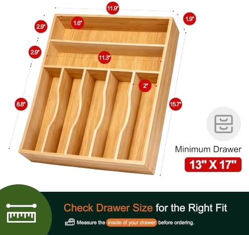 Kitchen Bamboo Silverware Organizer, Kitchen Drawer Organizer - Image 2