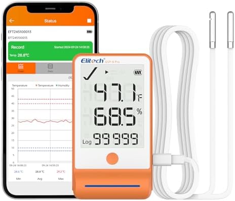 Elitech GSP-6 Dual Probe Bluetooth Temperature Humidity Data Logger by Elitech