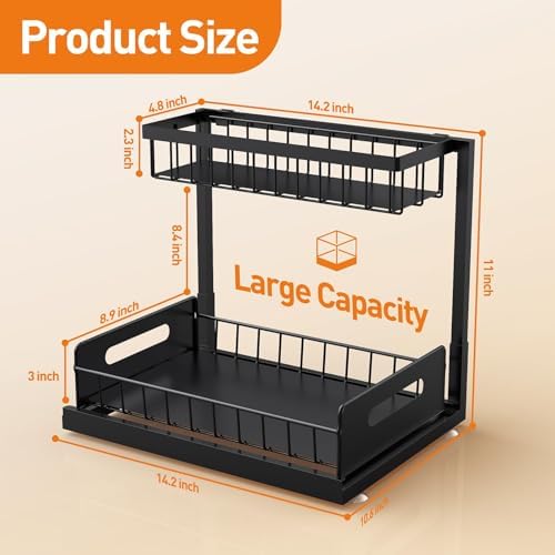 Under Kitchen Sink Organizer, Metal Pull Out Bathroom Organizers and Storage - Image 3