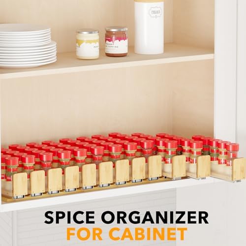 SpaceAid Bamboo Pull Out Spice Rack Organizer - Image 6