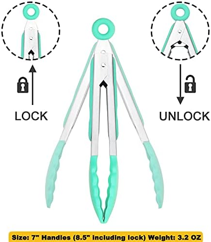 HINMAY Mini Tongs with Silicone Tips 7-Inch Cooking Tongs - Image 3