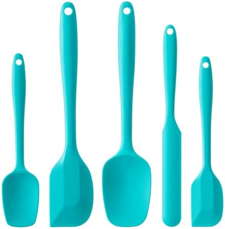 Silicone Spatula Set, 5 Piece Food Grade Rubber Spatulas, Mint Green by Hoewina