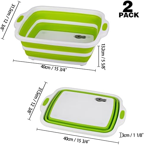 2 Pack Collapsible Cutting Board, Foldable Dish Tub - Image 2