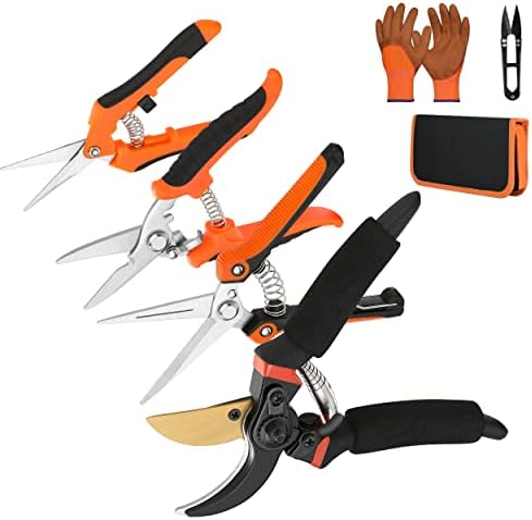 5 pack Garden Pruning Shears Stainless Steel Blades, Handheld Scissors Set by Topbooc