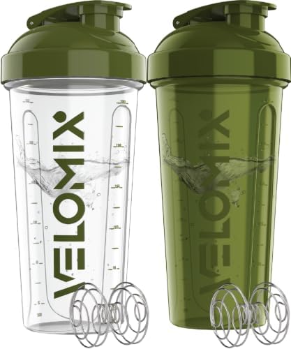 VELOMIX 2 Pack 28oz Protein Shaker Bottle by VELOMIX