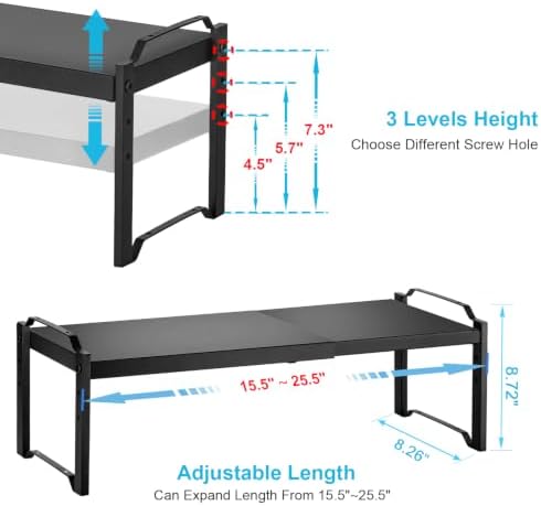 X-cosrack 25.5 Inches 2 Pack Expandable Cabinet Shelves, Stackable Shelf - Image 2