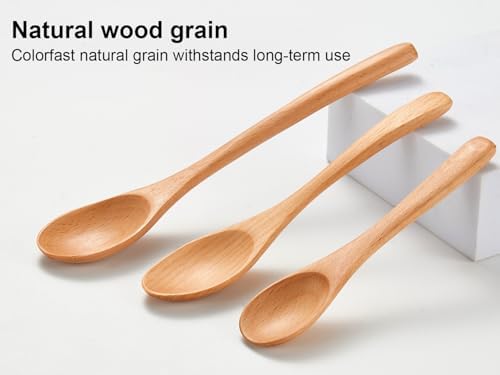 6PCS Small Wooden Spoons for Eating, 3 Sizes Wooden Teaspoons - Image 7