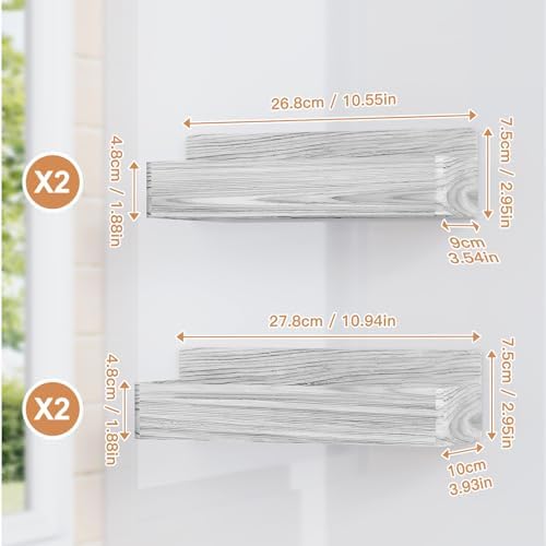 Mystozer Magnetic Spice Rack for Refrigerator Wood White, 4 Pack - Image 2
