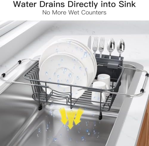 JASIWAY Gray Dish Drying Rack in Sink - Image 6